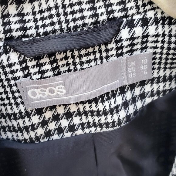 ASOS Black and White Houndstooth Blazer size 6 US - Picture 3 of 5